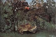 Henri Rousseau The Hungry lion attacking an antelope oil painting on canvas